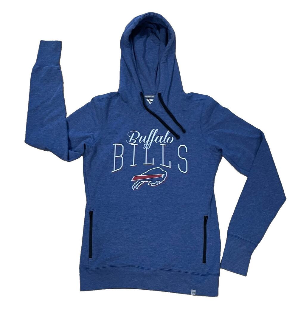 47 Brand Blue Buffalo Bills Hoodie NFL Football Men’s Size Small Zipper Pockets